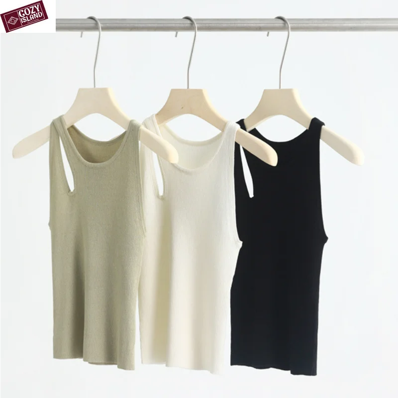 

Summer Knitted Tanks Camis Lyocell Digging Design Women Tops Slim Spring Inner Sexy Vest Korean Casual Y2k Suspenders Crop Tees