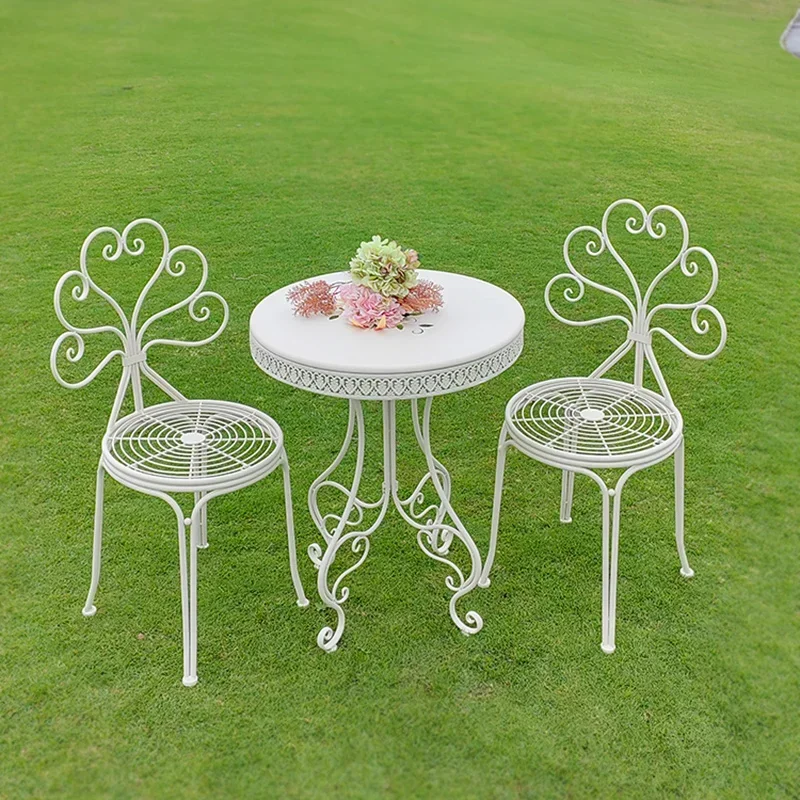 European Iron Outdoor Table Courtyard Balcony Terrace Table Lace Design Garden Furniture Home Decoration Small Coffee Table