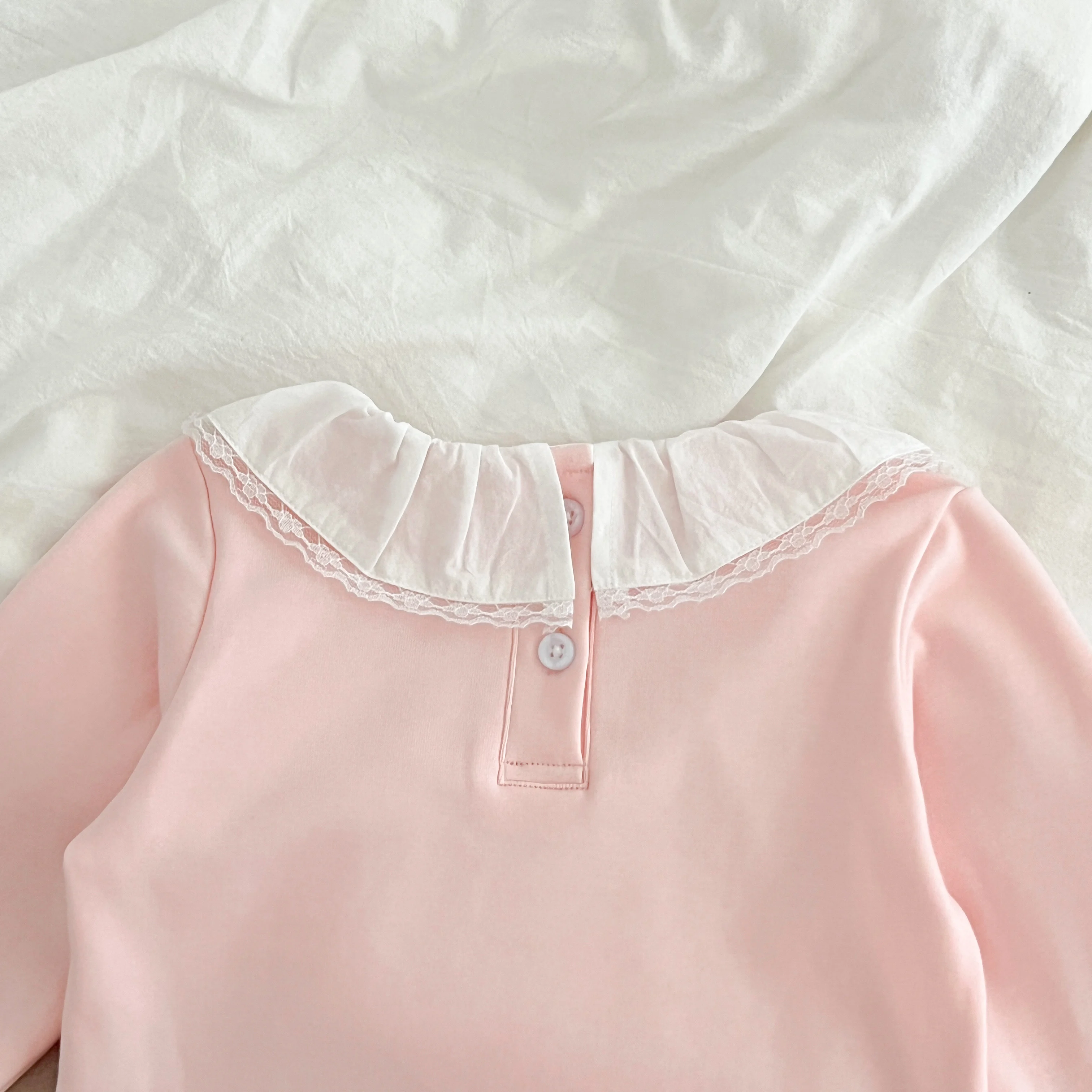 1-6Yrs Baby Kleidung Frühling Infant Mädchen Langarm T-shirts Spitze Lotus Kragen Prinzessin Kinder Bodenbildung Shirt Kleinkind Baumwolle Tops – Detail 22