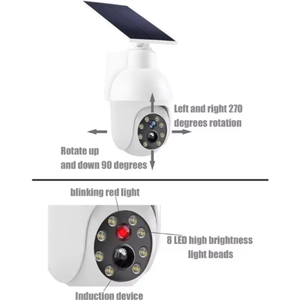 Solar Powered Solar Fake Security Camera Motion Sensor PIR Infrared Sensor Dummy Security Camera Rotatable