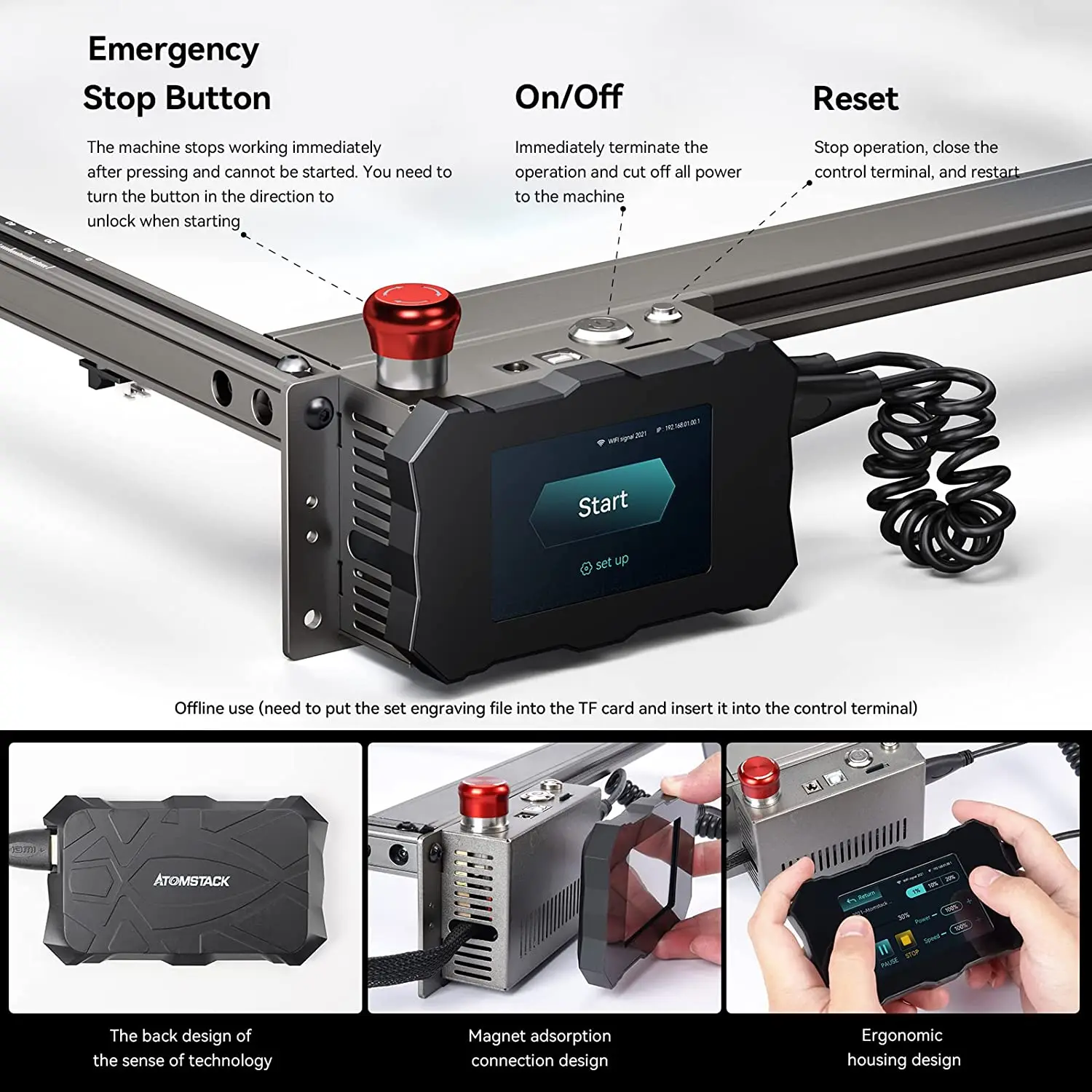 ATOMSTACK Laser Khắc S10 X7 Pro 50W Chữ Khắc Laser Cắt Với R3 Xoay Con Lăn Đánh Dấu Cho Lọ Đựng mặt Dây Chuyền