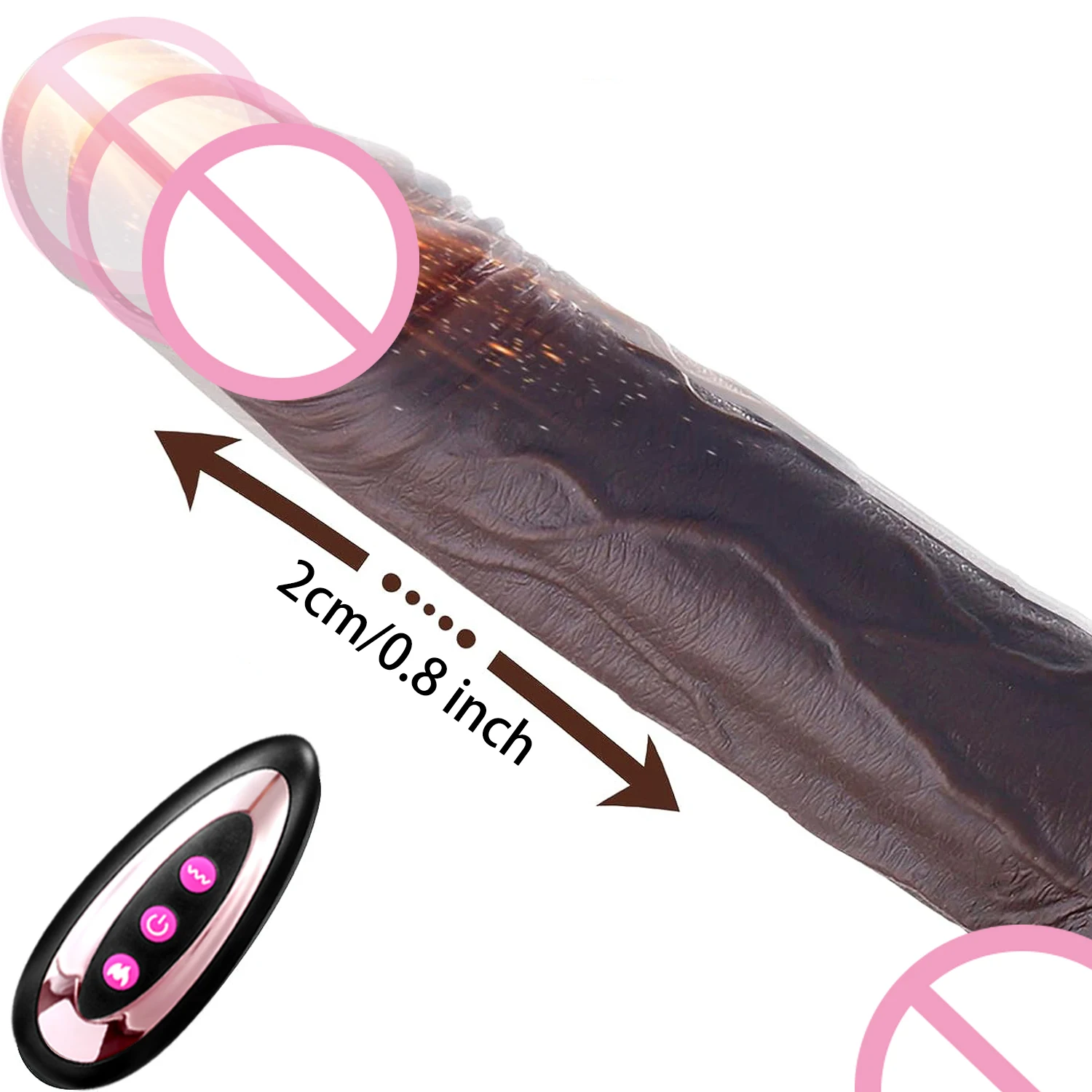 Consolador realista de empuje para Pene negro, Juguetes sexuales para mujeres, vibrador de calefacción vibrador telescópico, punto G, estimulación Anal, pene