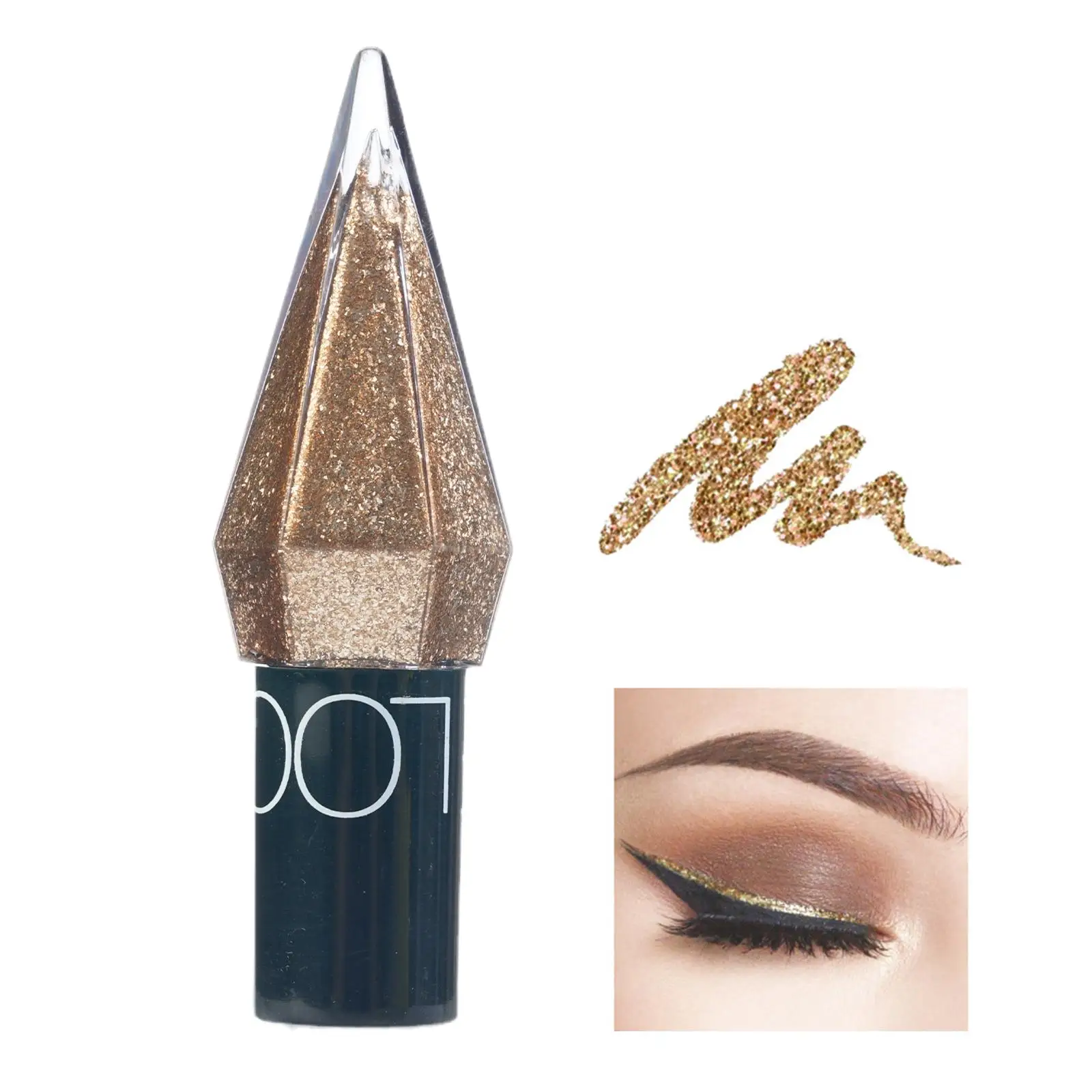 Diamant Glanzende Oogliners Oogschaduw Waterdichte Glitter Fijne Eyeliner Borstel Glans En Pailletten Eyeliner Mini E1t9