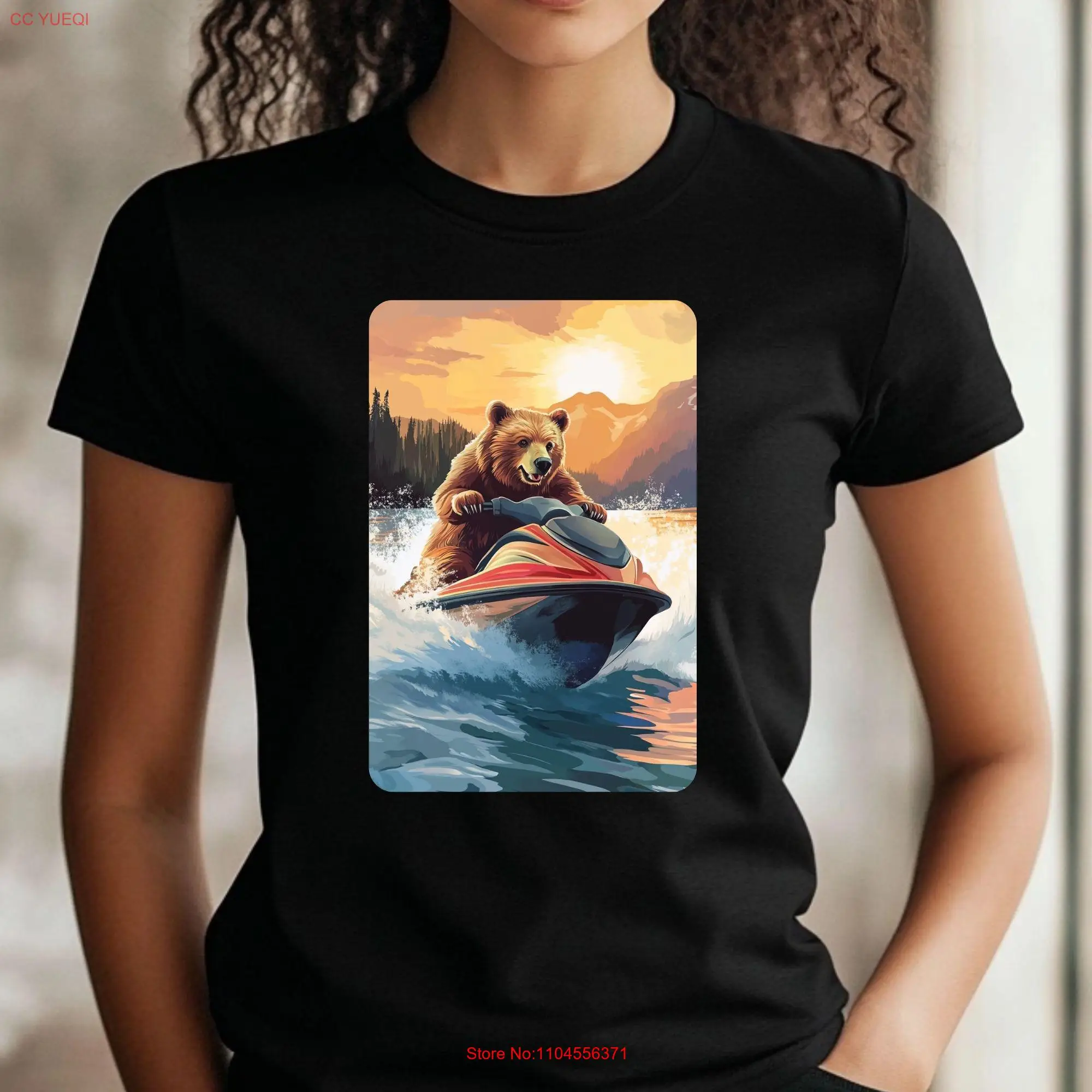 

Женская футболка Bear on Jetski премиум-класса из хлопка с высококачественным принтом для отдыха с уникальным мотивом разных размеров от S до 3XL