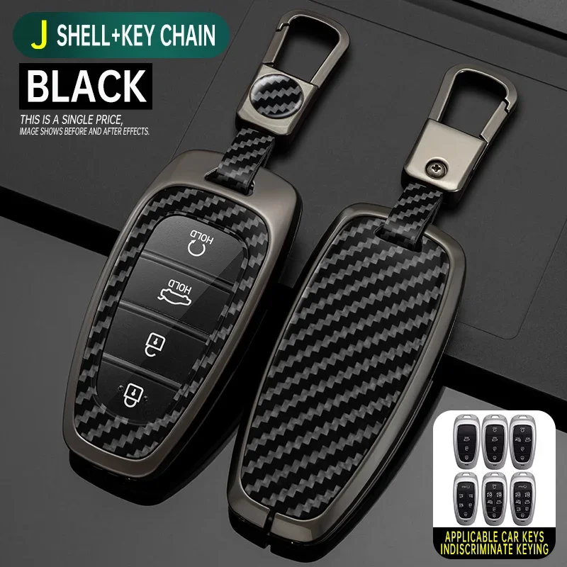 

Carbon Fiber Zinc Alloy Car Key Case Cover For Hyundai Solaris Sonata Hybrid NEXO NX4 New Grand Santa Fe Tucson 2020 2021