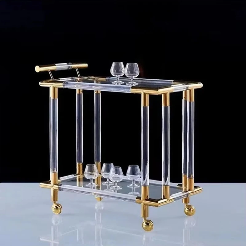 Luxury modern stainless steel multi-color three-story hotel buffet service car Catering supplies Rolling beverage truck