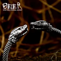 BEIER New Cool Punk Animal Bracelet For Man 316 Stainless Steel Fashion Snake Viper Bangle Man's High Quality Jewelry BRG-046