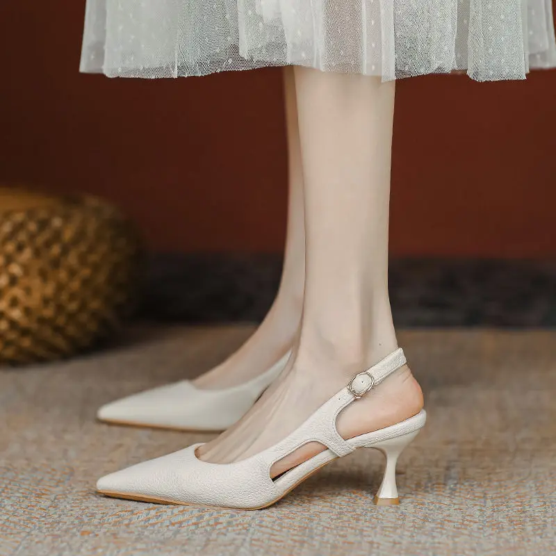 

Лето 2023, повседневные модные босоножки на шпильке с острым носком, новые пикантные элегантные банкетные удобные женские туфли на высоком каблуке