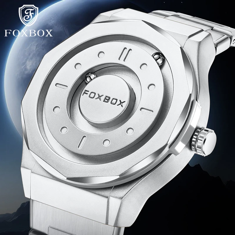 FOXBOX Magnetic Luxury Men's Watch 2026 New Quartz Features Business Clock Sports Watches for Men Casual Men's Gift reloj hommes