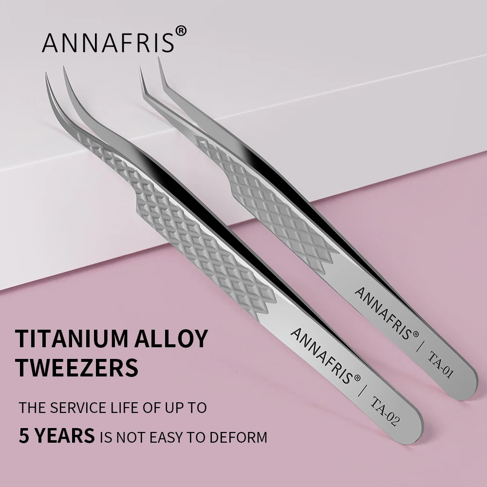 ANNAFRIS Eyelash Extension Titanium Alloy Tweezers High Quality Professional Eye Lash Tweezer Makeup Tools