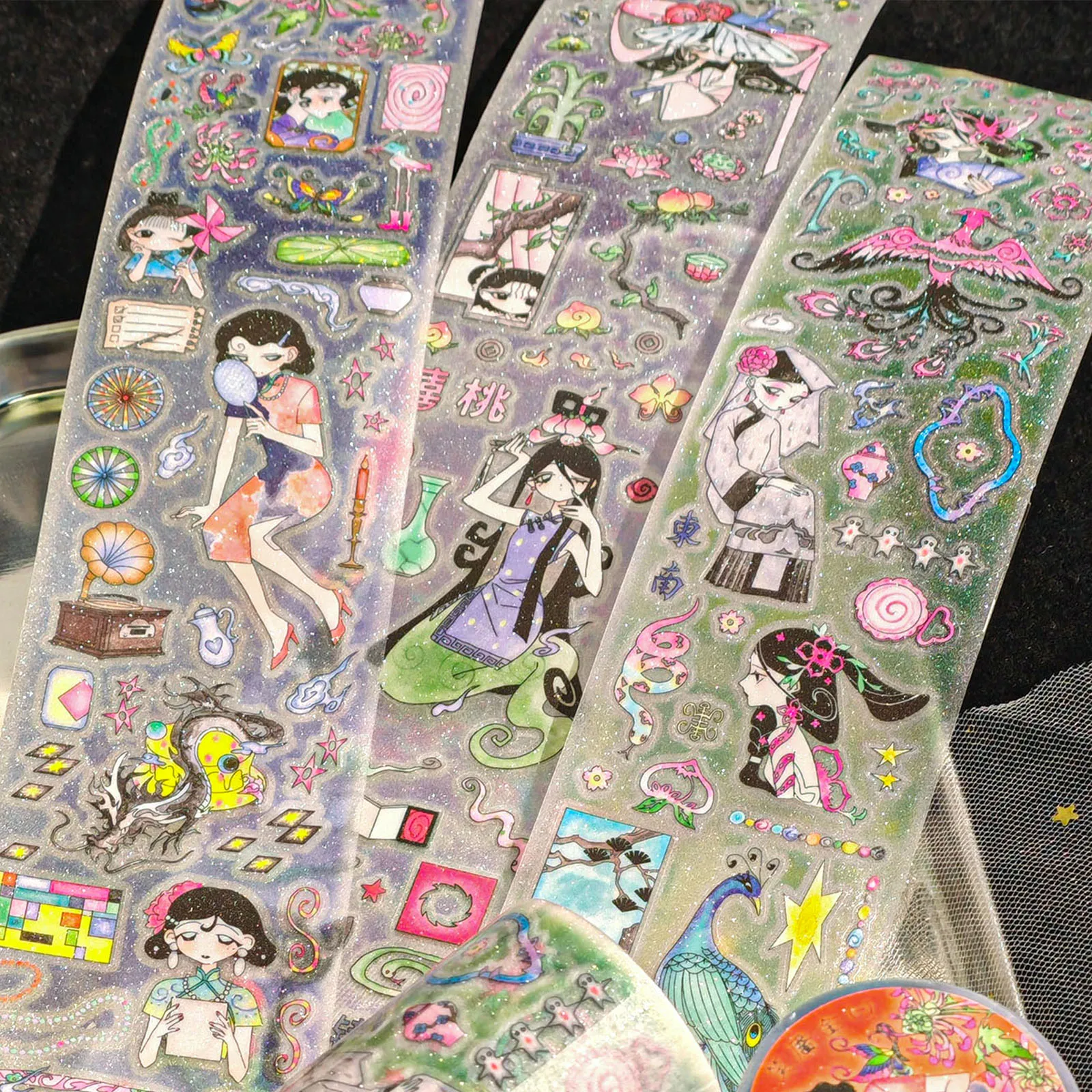 Retro Chinese Floating Life Anecdote Cute Girl Die cut Sticker DIY Goo Card Journal Scrapbooking Photo Phone Case Collage Supply