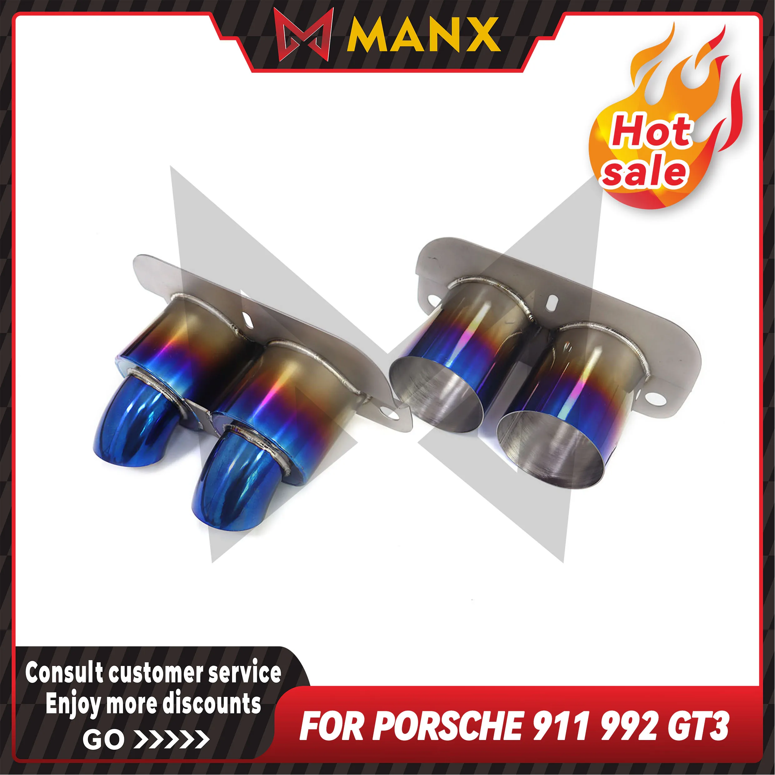 

For Porsche 911 992 GT3 Titanium Alloy tips With silencer version Straight type
