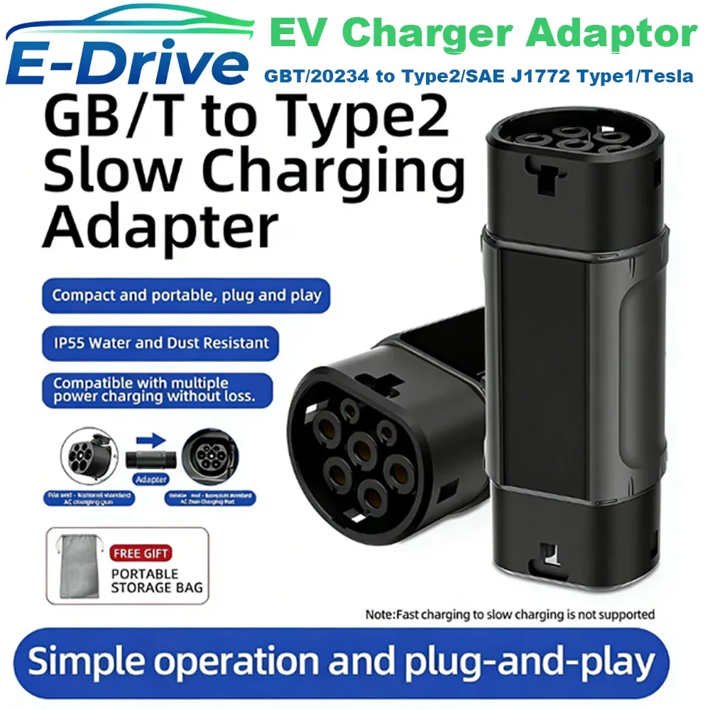 

EV Charger Adaptor GBT/20234 to Type2/SAE J1772 Type1/Tesla NACS Electric Vehicle Connector for Charging 16A 3.5KW 32A 7KW