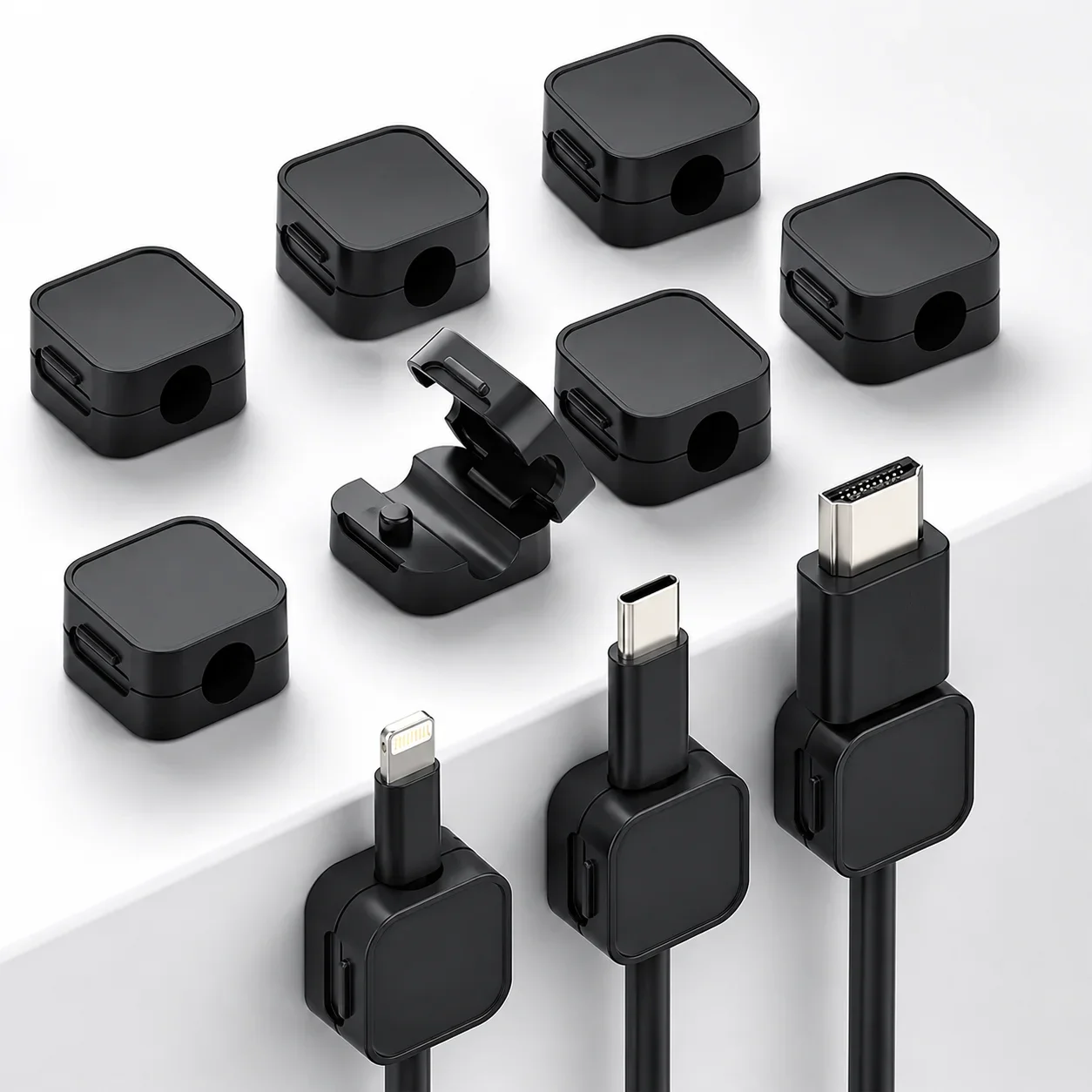 1/3/6Pcs Magnetic Cable Organizer Adjustable Wire Clips Under Desk Cord Holder Cable Management Keeper USB Data Cables Storage