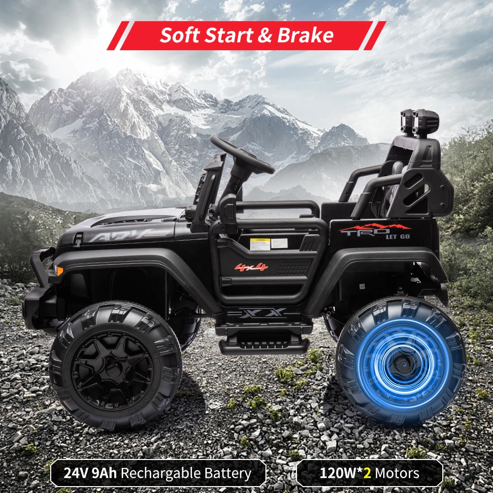 Caminhão infantil de 2 lugares com controle remoto, carro de veículo elétrico 24V 9AH 20 “assento grande andando no carro com luz LED