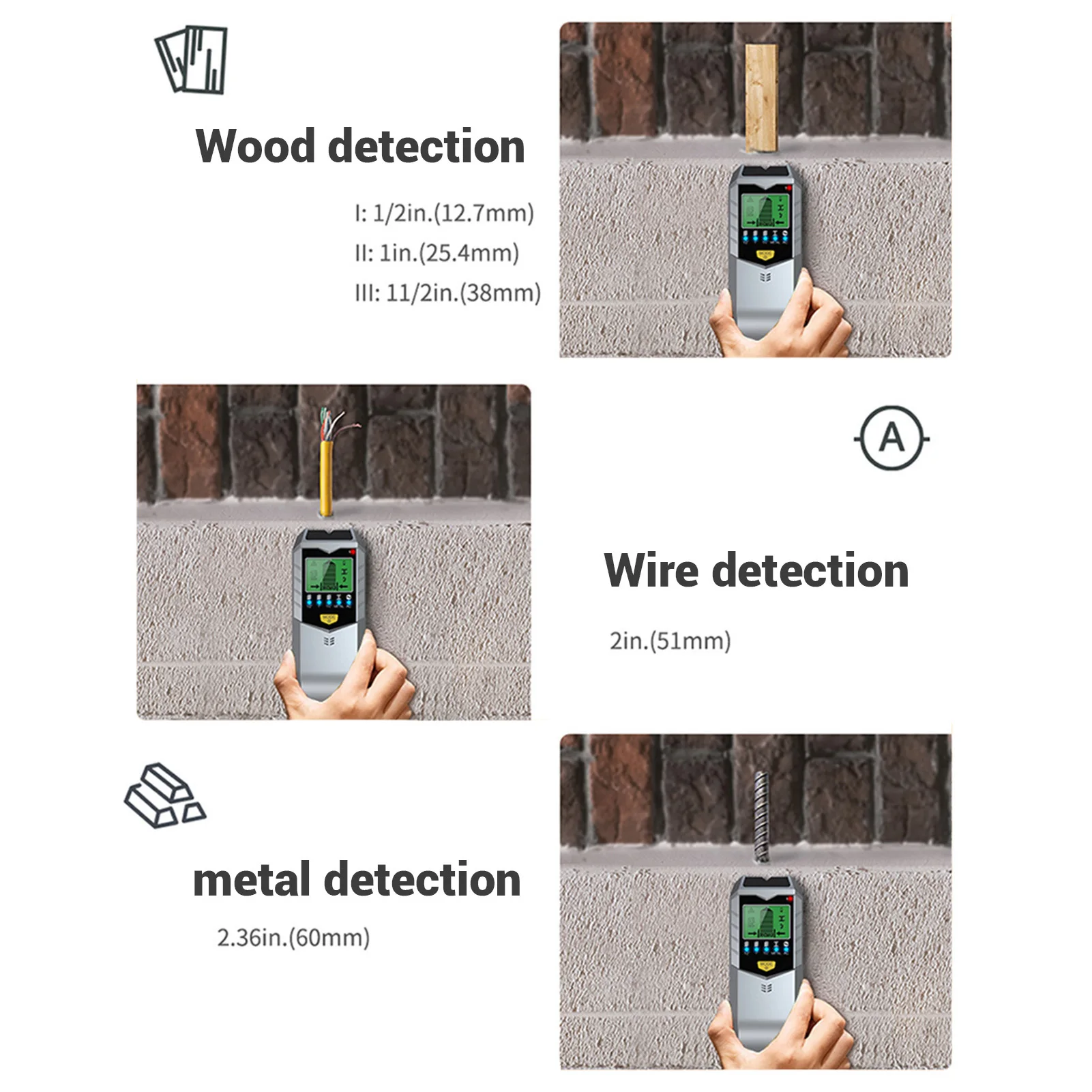 Electronic Stud Sensor Functional Wall Scanner Electronic Stud Detector for Wires Cable PVC Water Pipe