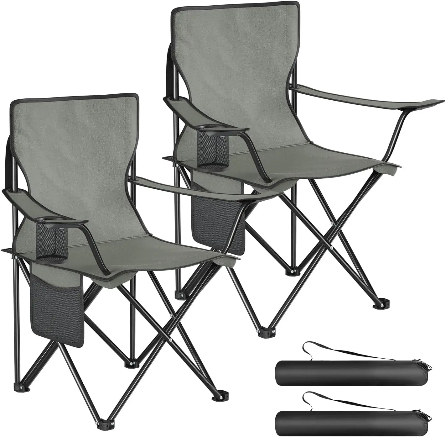 WOLTU 2 Stück/Set Outdoor-Strand-Campingstuhl mit Tragetaschen, Getränkehalter, Seitentasche für Camping, Angeln, Picknicks, Garten