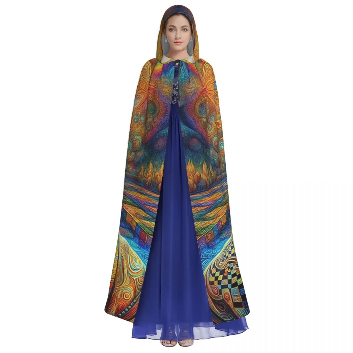 Buddha Long Hooded Cloak Witch Medieval Costume Cosplay Cape HalloweenParty Adult Unisex image 2
