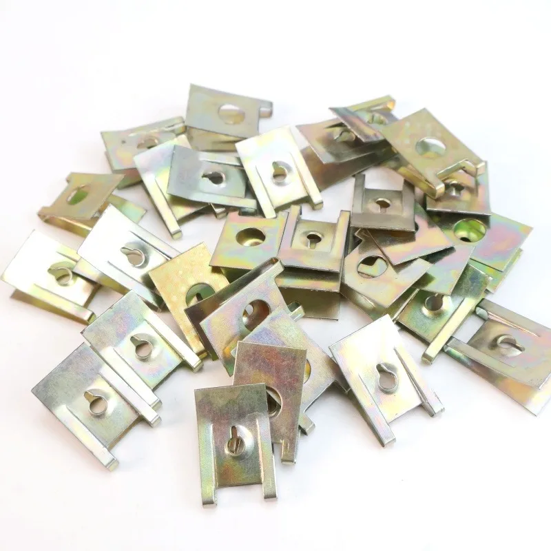 シャーシエンジンガード金属ナット/ネジワッシャーU字型車フェンダーバンパー十字ネジ20/50個