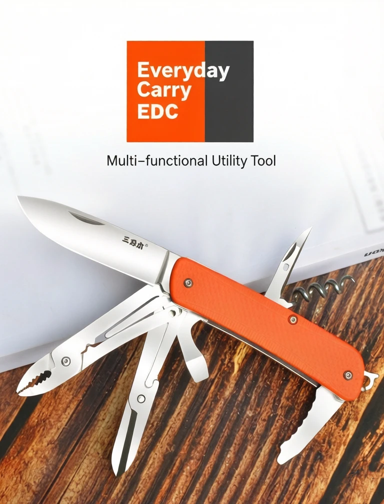 SANRENMU 18 IN 1 Tactical Folding Knife Multitool with Blade Camping Survival EDC Hiking Outdoor Equipment Carbon Fiber