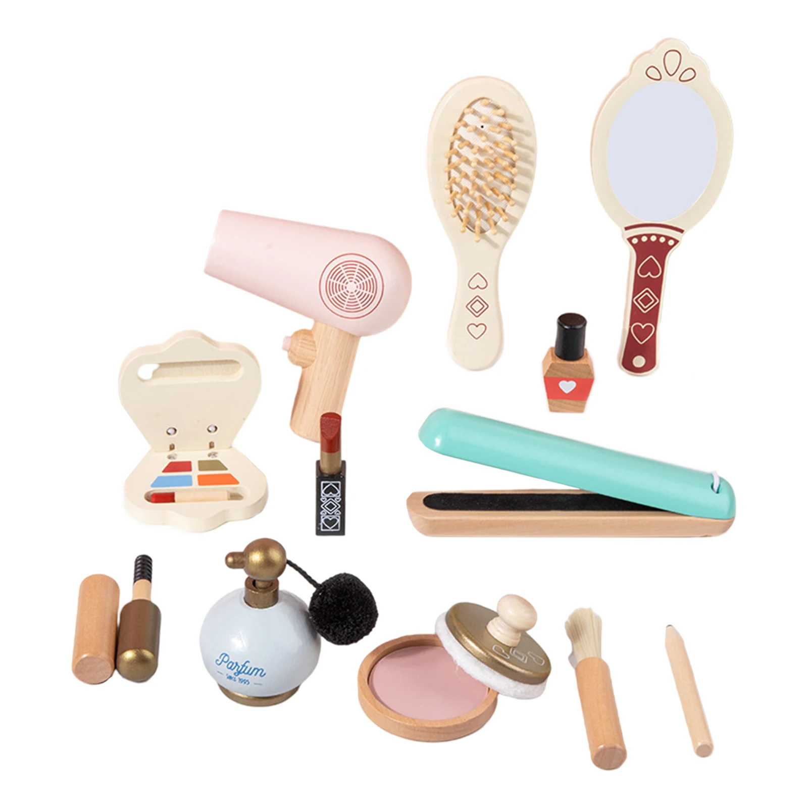 12x Wooden Kids Makeup Kit Brush Eye Shadows Mirror Mascara Perfume Gifts