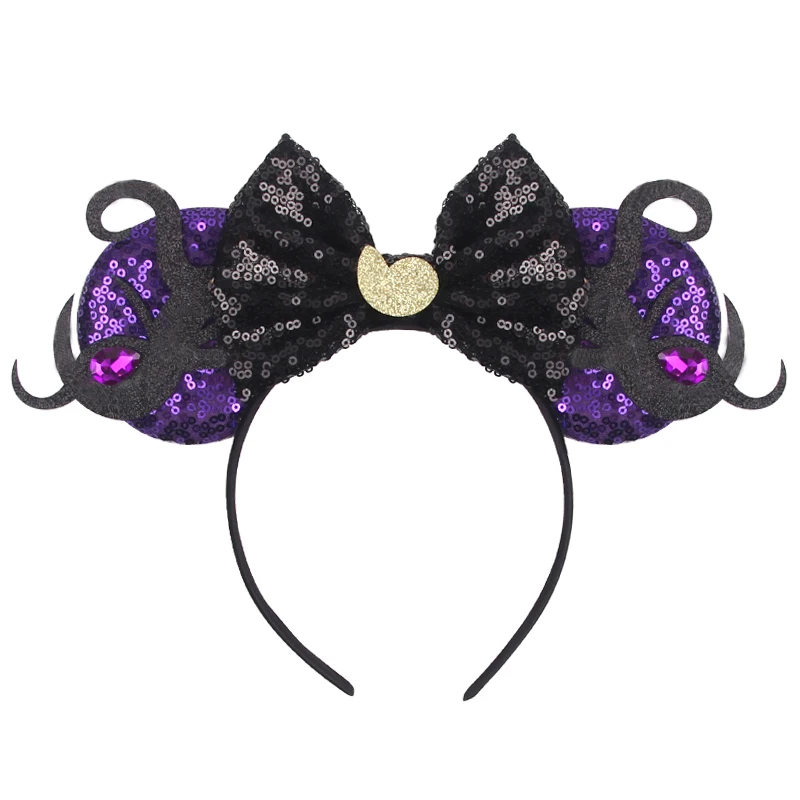 Cartoon-Schloss-Pailletten-Mausohren-Stirnband mit Pailletten-Schleife, Mädchen-Cosplay-Haarband, Partygeschenk für Erwachsene/Kinder, Kinder-Haaraccessoires – Detail 12