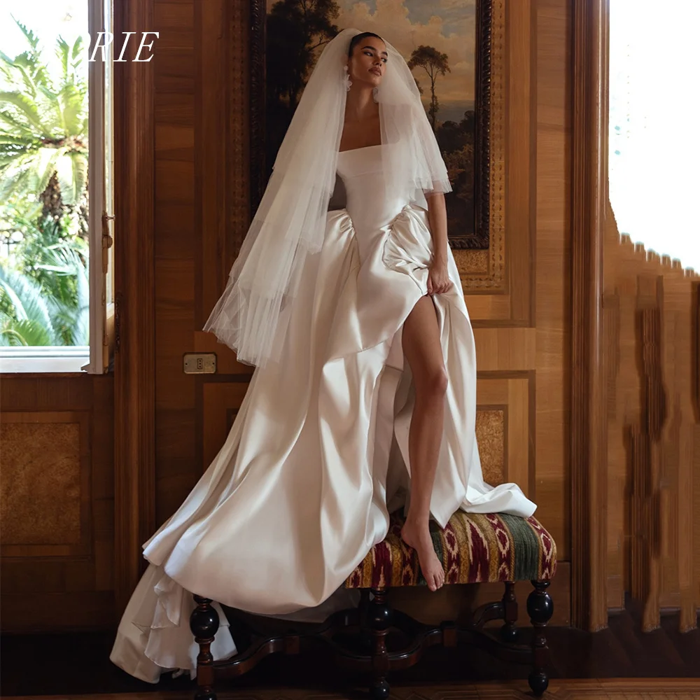 

LORIE Luxury Pleat A Line Wedding Dress Square Collar Bridal Dresses Spaghetti Strap Wedding Gown Customized 2026