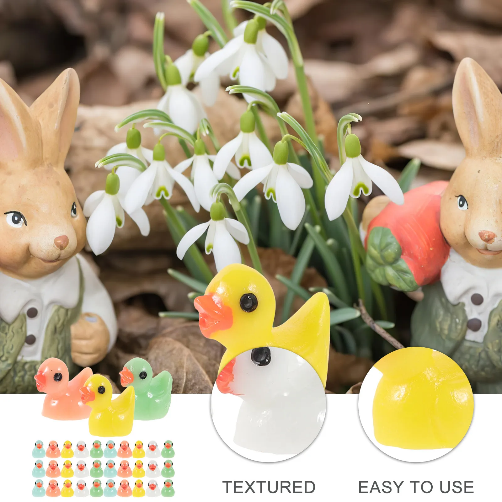 

50Pcs Mini Resin Duck Figures Tiny Miniature Duck Decoration Micro Landscape Garden Ornament Cute Home Desktop Decor