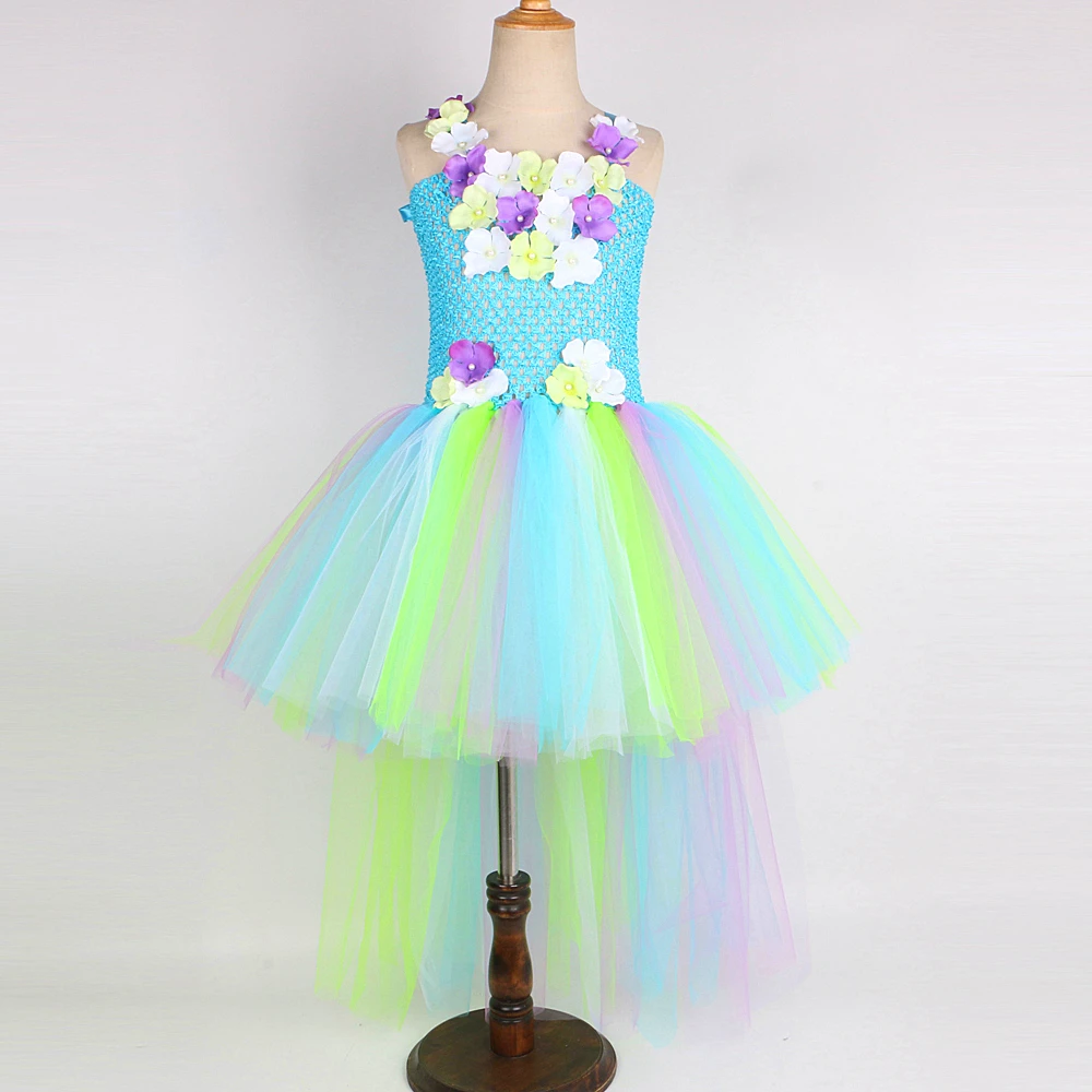 Flower Fairy Princess Costumes for Girls Tinkerbell Tutu Dress with Butterfly Wings for Kids New Year Birthday Train Outfits