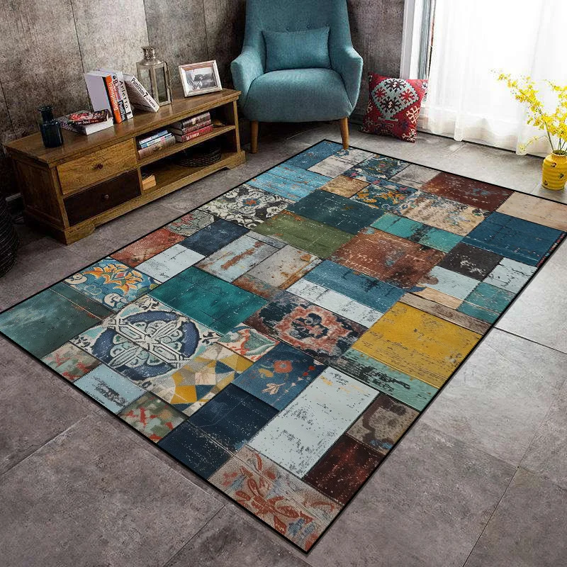 Bohemian Retro Living Room Carpets BOHO Abstract Home Large Rug Hallway Doorway Entrance Door Mat Room Decor Foot Mat Washable