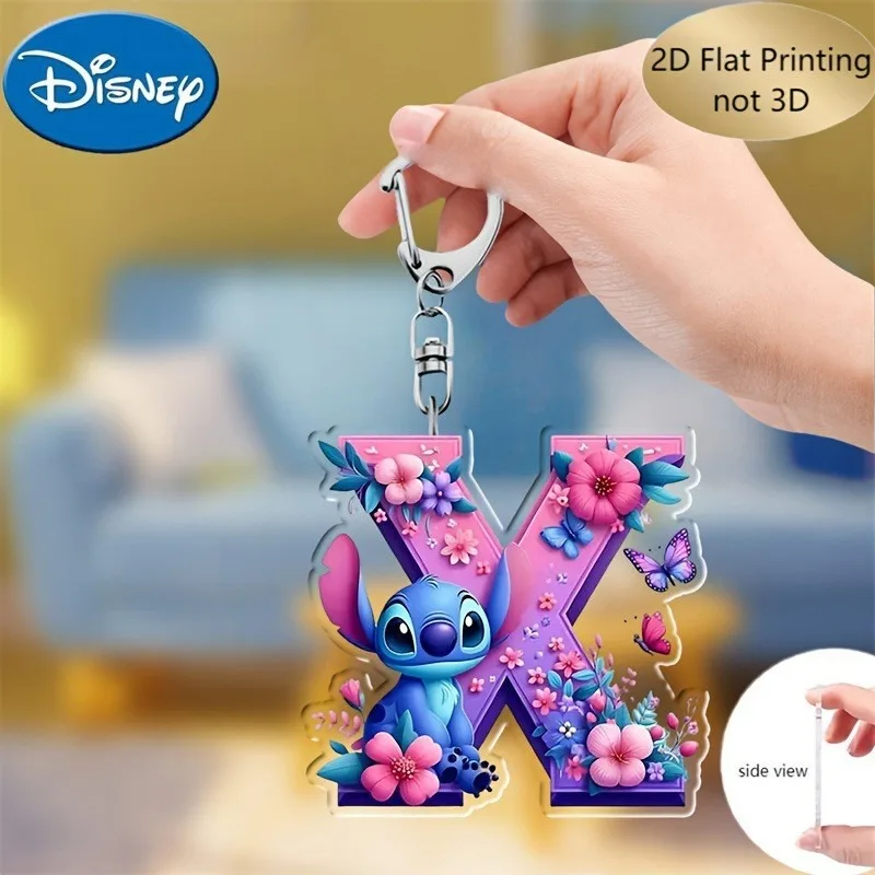 

Disney Lilo & Stitch акриловый мультяшный брелок 2 дюйма R-Z с английскими буквами имени фиолетовый кулон автомобильное зеркало заднего вида подарок для мальчиков и девочек