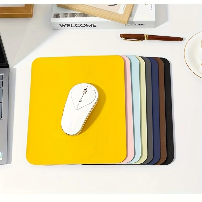 Solid Color Simple Design Small Square Mouse Pad Anti-Slip Rubber Base Portable Office DeskPad Computer Notebook PC Accessories