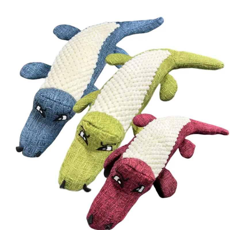 

New Dog Plush Sound Pet Toys Bite-resistant Teeth Cleaning Teeth Grinding Simulation Crocodile Toys Wholesale