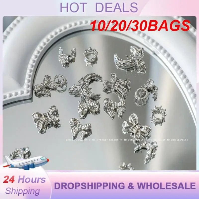 10/20/30BAGS Bow Nail Accessories Drill Bow Sufficient Quantity Nail Accessories Beauty And Health Silver American Style