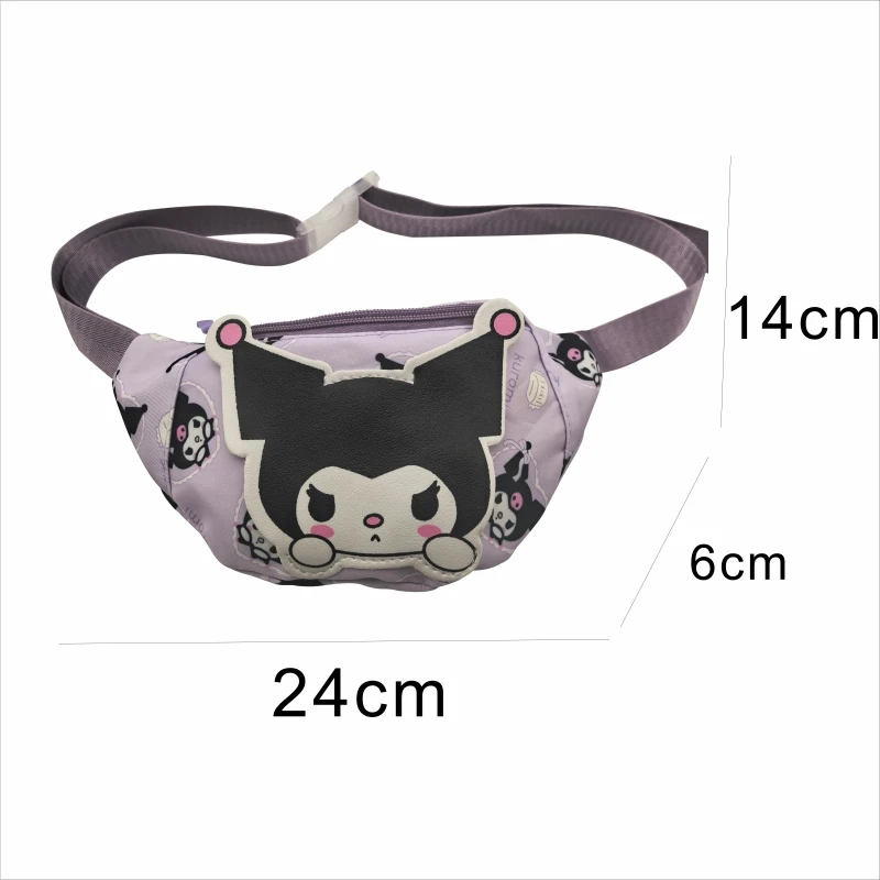 Moda Hello Kitty Kuromi Kids Cartoons Anime Cute Nylon Fanny Pack Shoulder Messenger Fanny Bag Travel Storage Bag Girls Gifts