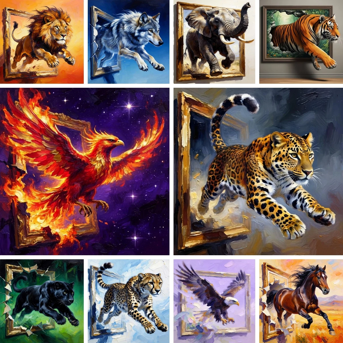 5D Diamond Embroidery Breaking The Frame Animals 3D Illusion Design DIY Diamond Painting Full Kits Mosaic Wall Creative Gifts