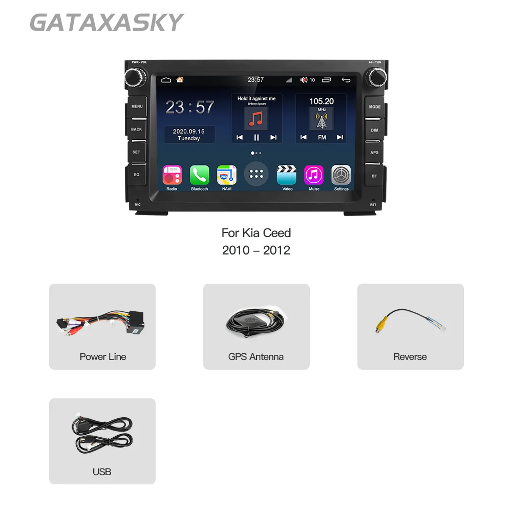 GATAXASKY-reproductor Multimedia con Android para KIA CEED 2010, 2011, 2012, Venga 2010, 2016, CarPlay, SWC, GPS, DSP