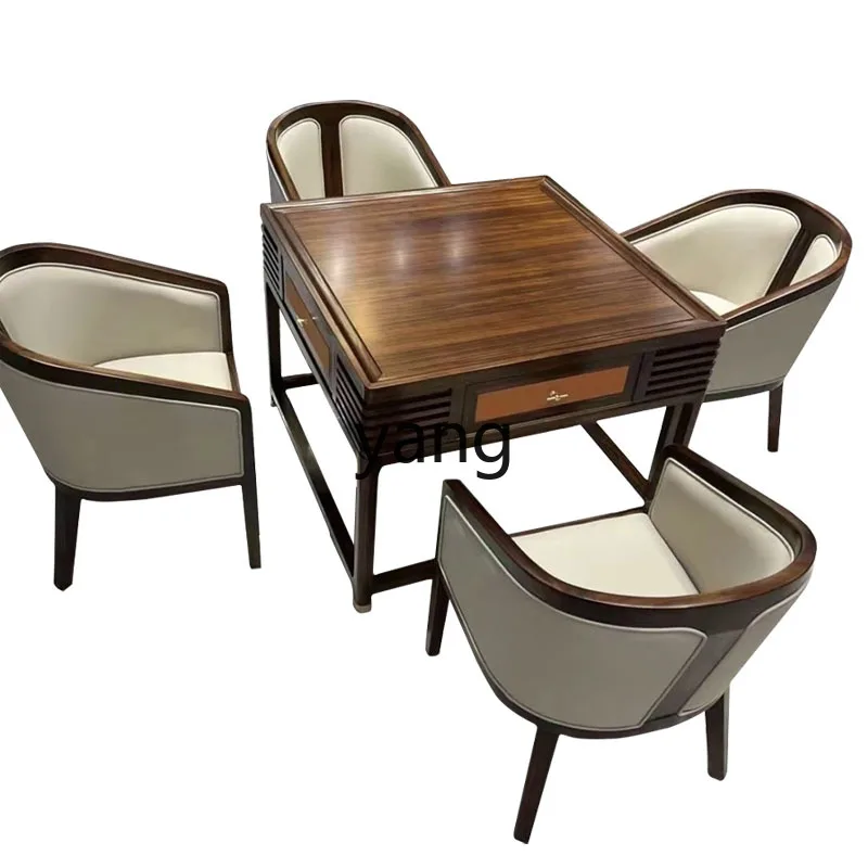 

LTT new Chinese mahjong table and chair combination automatic multi-functional high-end solid wood chess and card table