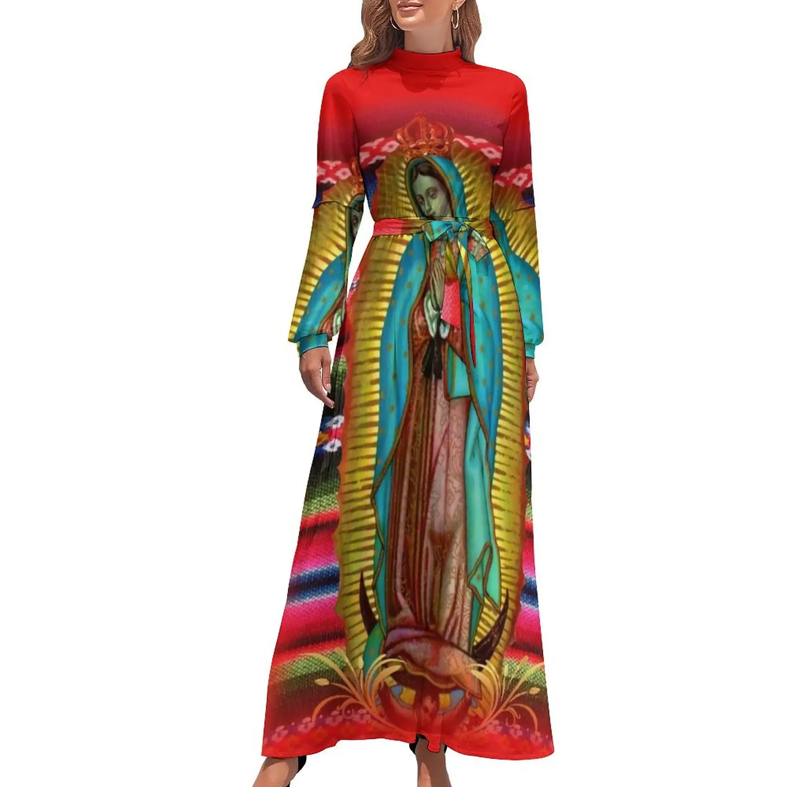 

Our Lady of Guadalupe Virgin Mary Zarape Red Long Dress sexy dress ladies dresses for women 2024