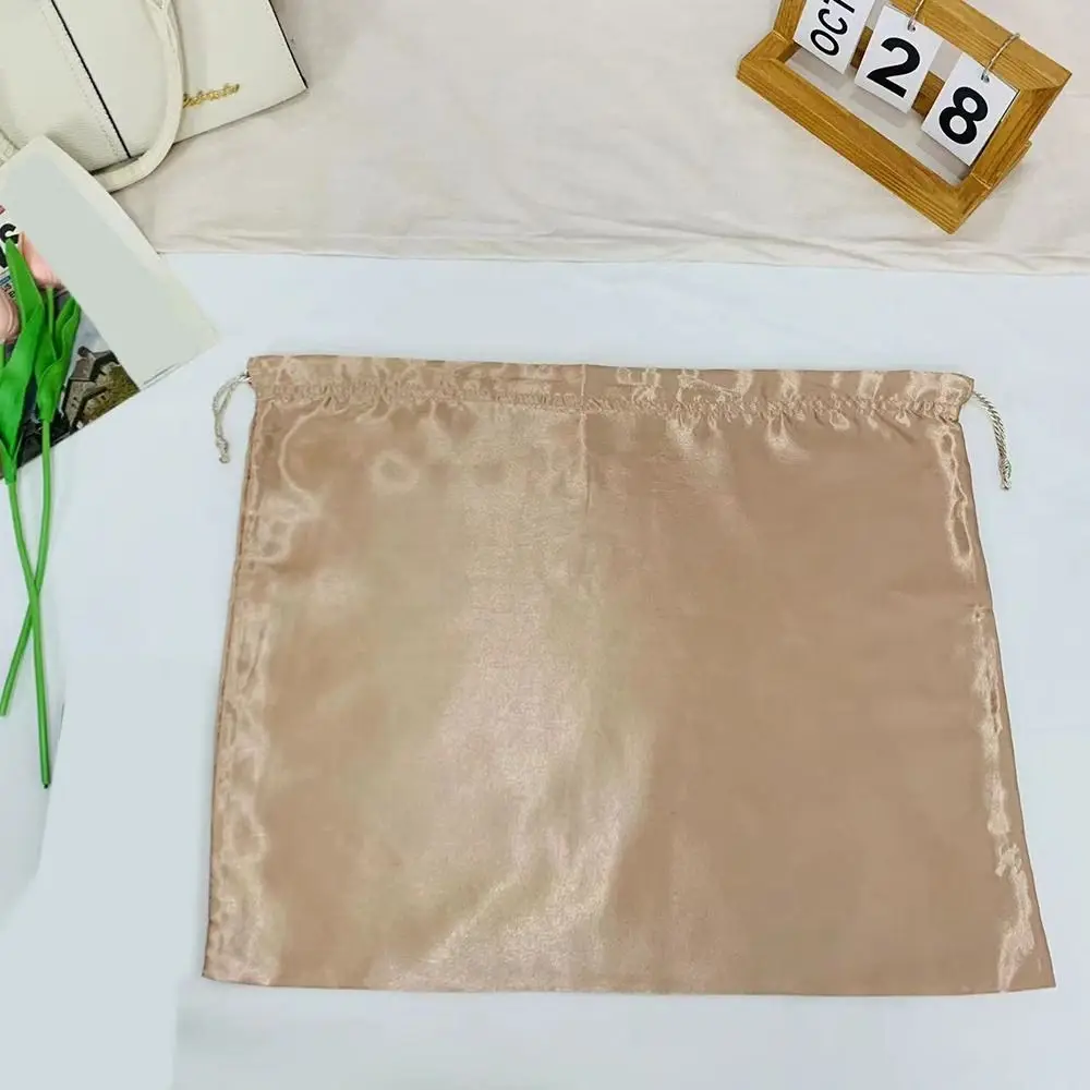 Simple Silk Cloth Dust Bags Dustproof Travel Dust Cover Storage Bags Thick Drawstring Pouch Tote Purses