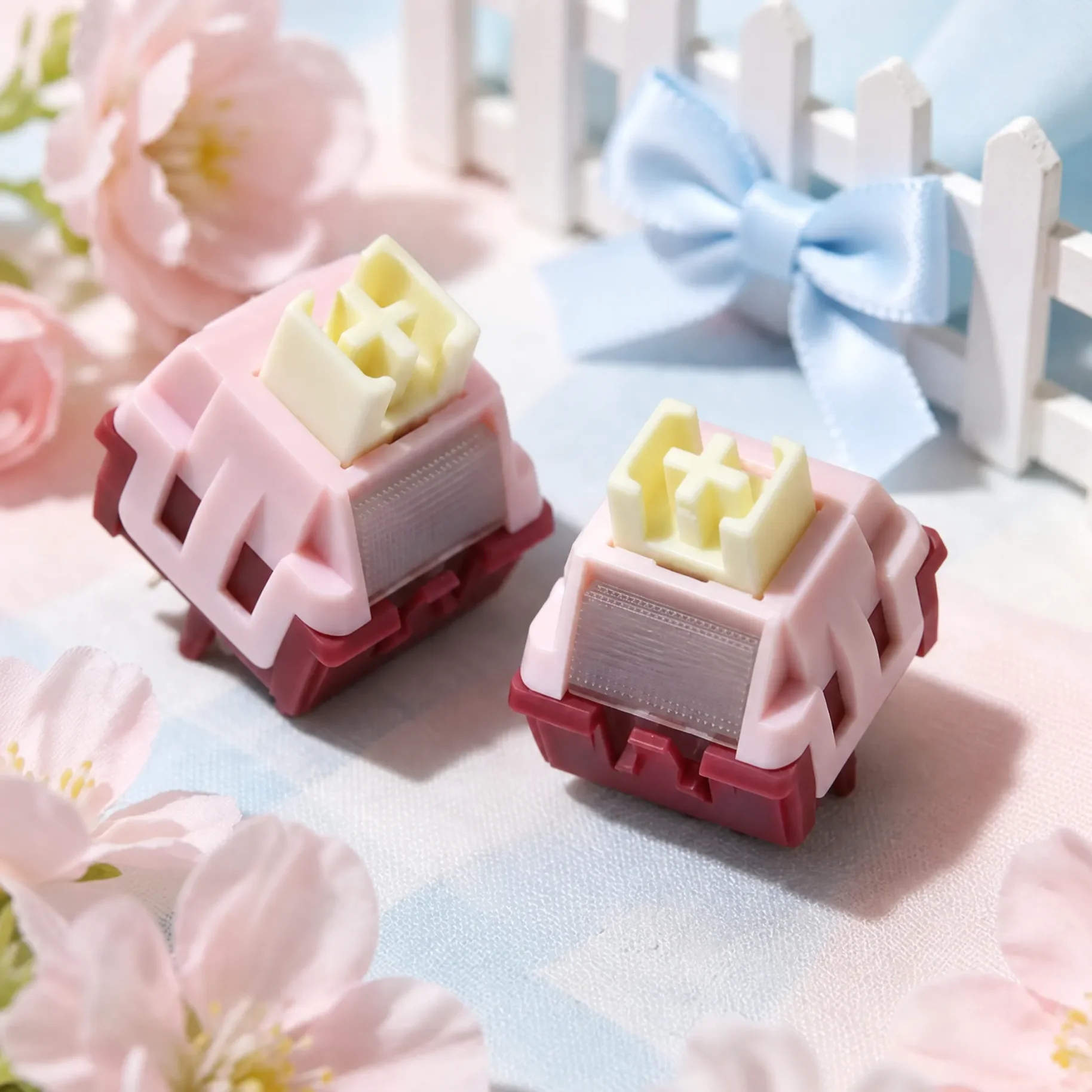 WINGTREE Pink Silent Linear Switch Pre Lubed 5Pin POM Stem Hot Swap Mechanical Keyboard Switches for Custom Keyboard MX DIY