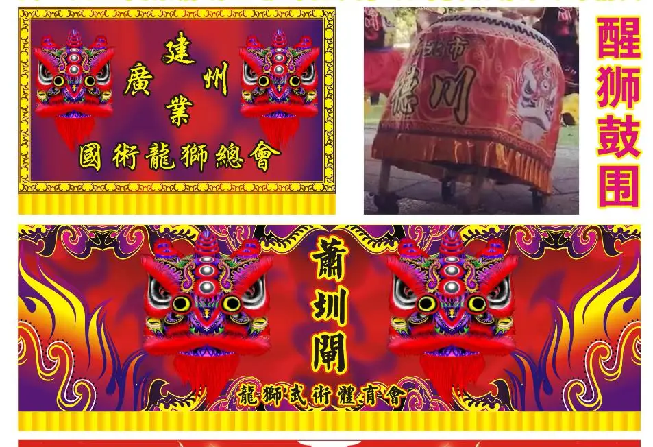 Drum Cover 220cm* 55cm Lion Dance  Flag Opening Ceremony Banner Decor Flags Door Flags Birthday New Year Festival Carnival