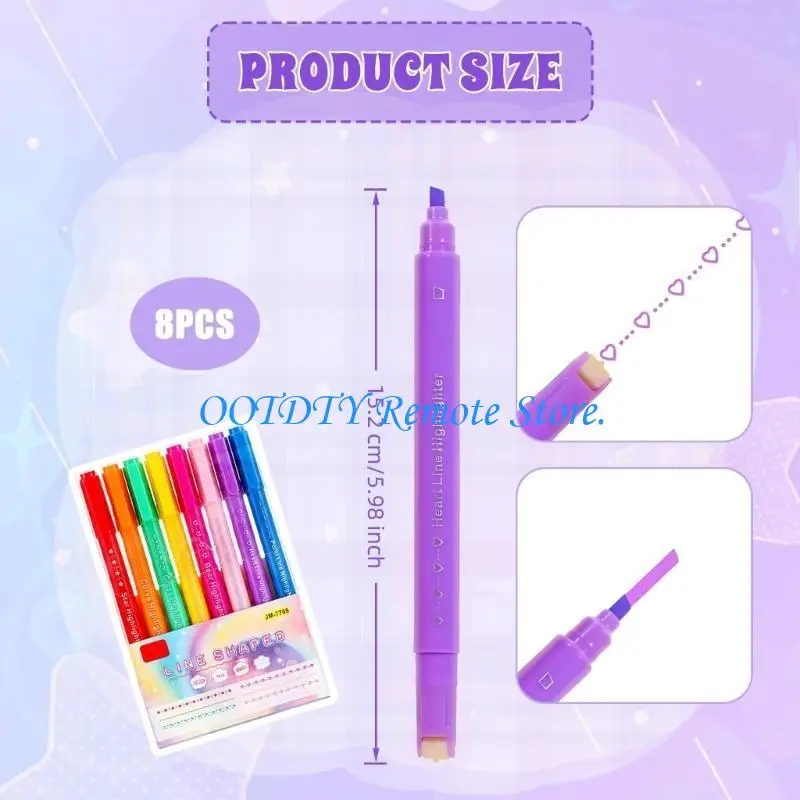 

8Pcs Double Ended Roller Pens Featuring Decorative Outline Tip And Smooth Writing For School Office Creative Projects