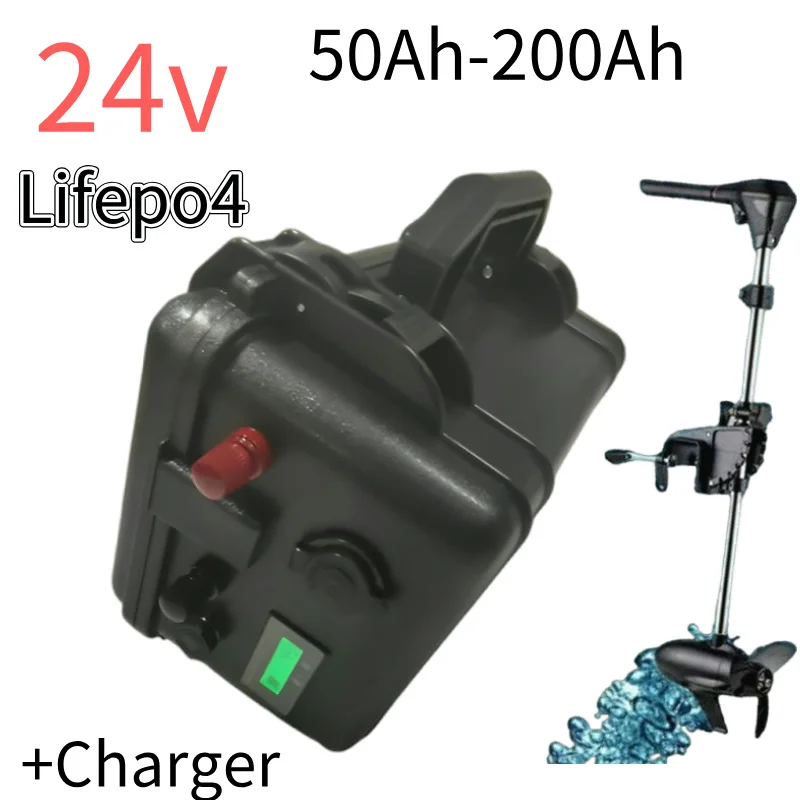

Waterproof Lifepo4 24V 50Ah 60Ah 80Ah 100Ah 120Ah 150Ah 200Ah lithium battery BMS for trolling motor inverter +10A Charger