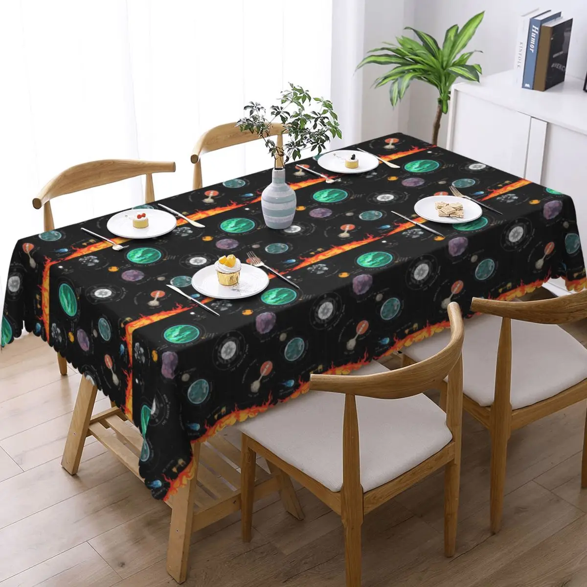 Outer Wilds System Custom Rectangular Tablecloth Waterproof Table Cover for Dining Events Table Cloth