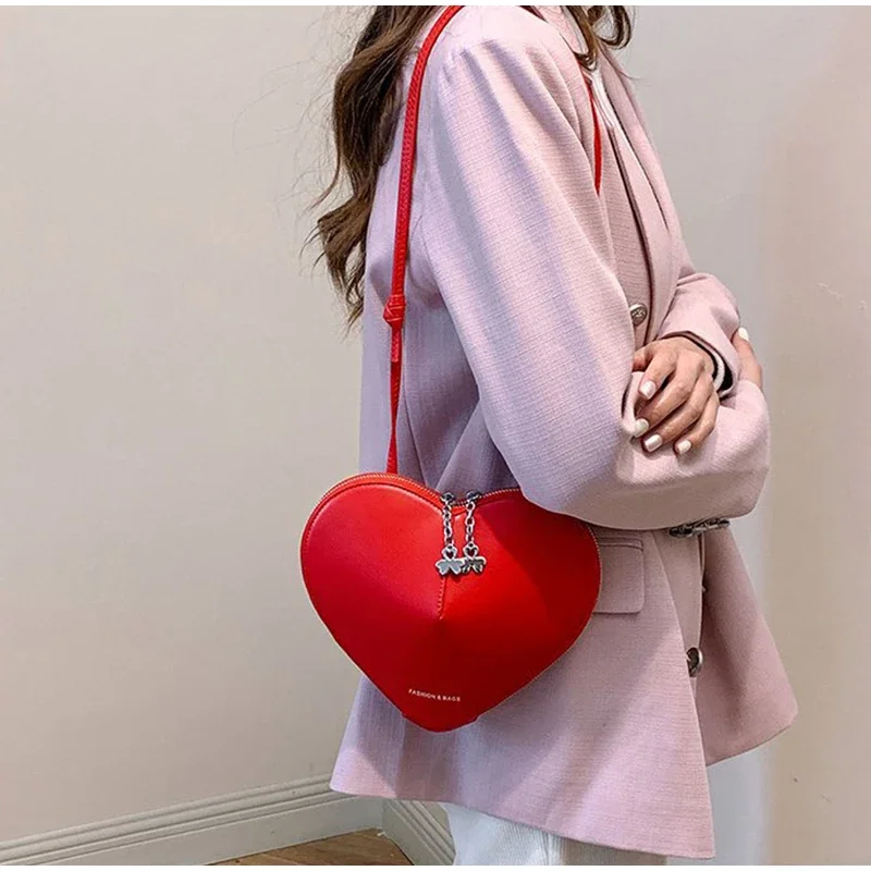 Fashion Elegant Luxury Handbags Women\'s Wallet Cute Love Heart Shoulder Bag Leather Travel Vacation Female Crossbody Bags