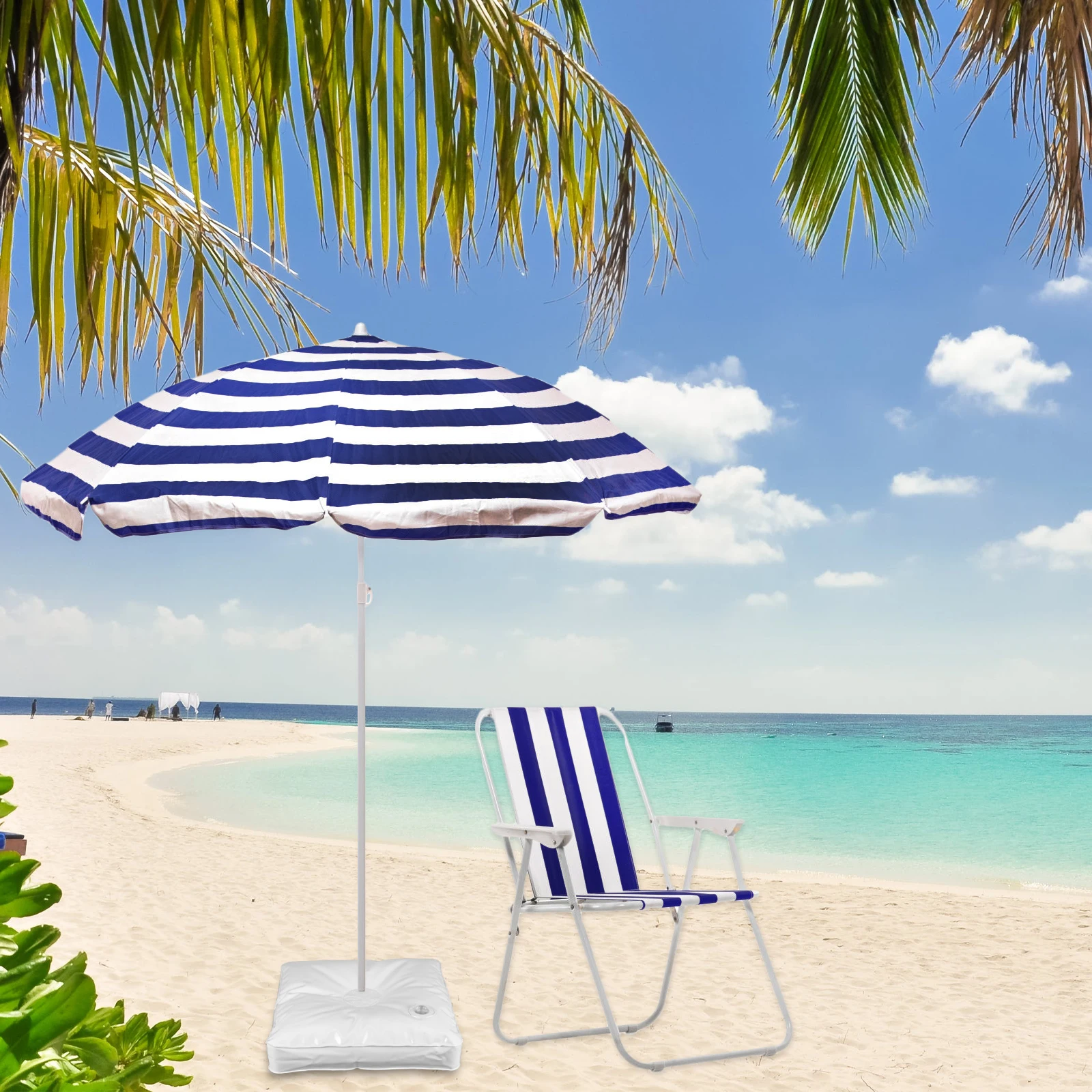 

Sun Umbrella Water Bag Injection Base 29x29x5cm White PVC Windproof Reinforced Beach Flag St Weight Pouch Outdoor Furniture