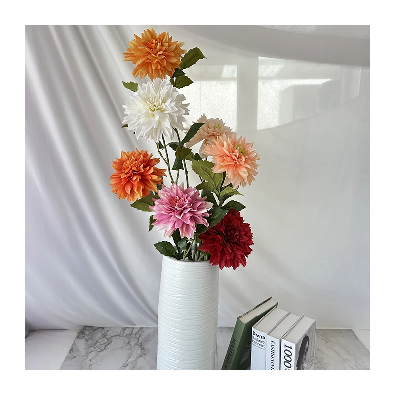 

QYY Export Flower Home Garden Decoration New Design Artificial Colorful Single Dahlia Silk Flower
