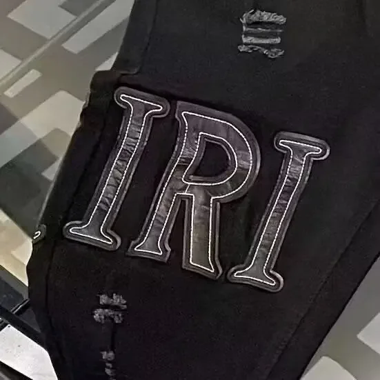 العصرية المطرزة المتعثرة المرقعة سليم صالح الجينز الرجال الراقية المألوف السراويل الطويلة تخصيص الشارع الشهير