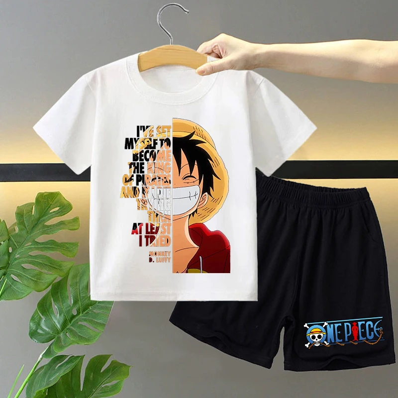 Conjunto de 2 Piezas de Camiseta de Manga Corta y Pantalones Cortos para Niños, Diseño de Anime, Lindo Conjunto de Camiseta y Pantalones para Niños y Niñas, Ropa de Verano a la Moda